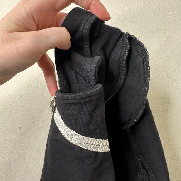 XL Tommy Hilfiger Black White Band Jacket Military Silver Button Statement Punk - Picture 7 of 9